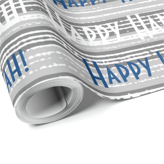 Happy Hanukkah Blue Stripes Cadeaupapier (Rol Hoek)