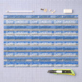 Happy Hanukkah Blue Stripes Wrapping Paper Tissuepapier (Craft)