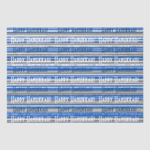 Happy Hanukkah Blue Stripes Wrapping Paper Tissuepapier