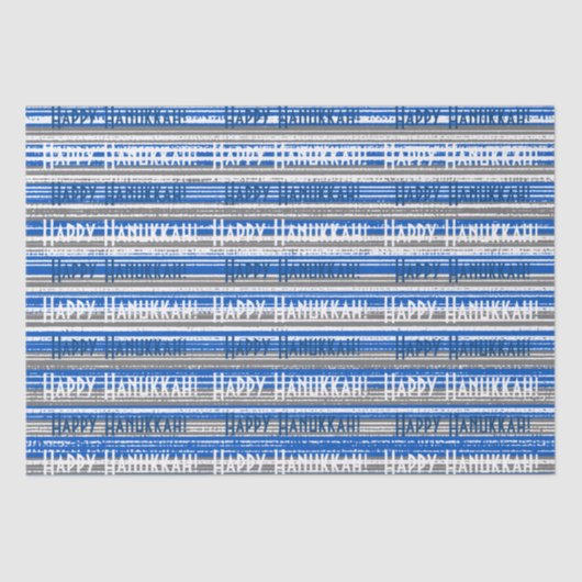 Happy Hanukkah Blue Stripes Wrapping Paper Tissuepapier (Voorkant)