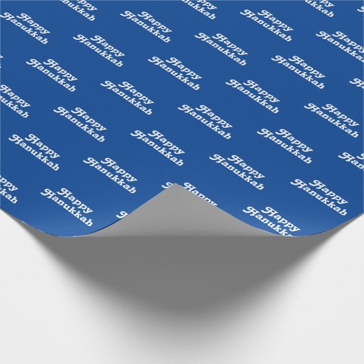 Happy Hanukkah blue white Jewish Holiday leuke cad Cadeaupapier (Hoek)
