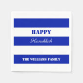 Happy Hanukkah Blue White Striped Pattern Servet (Voorkant)