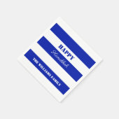 Happy Hanukkah Blue White Striped Pattern Servet (Hoek)