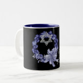 Happy Hanukkah Blue Wreath & Star Coffee/Tea Mok (Voorkant links)