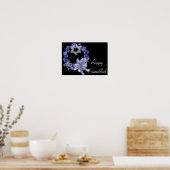 Happy Hanukkah Blue Wreath/Star ontworpen afdrukke Poster (Keuken)