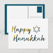 happy hanukkah bokeh feestdagenkaart (Voorkant / Achterkant)