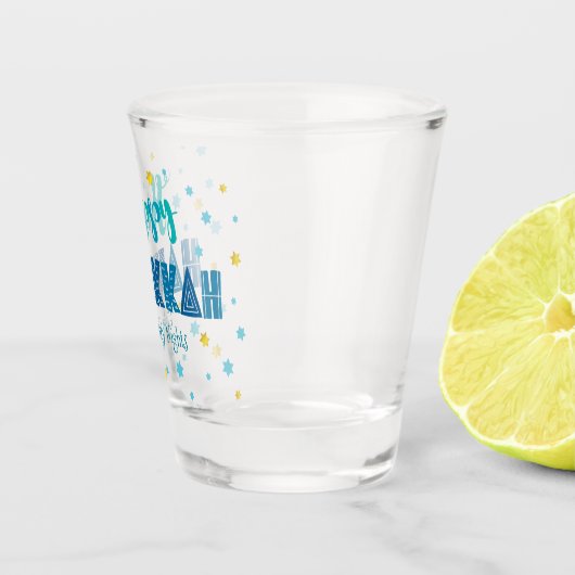 Happy Hanukkah Bold Funny Typography Star van Davi Shot Glas (Rechts)