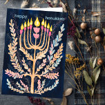 Happy Hanukkah Botanical Menorah Waterverf Feestdagen Kaart<br><div class="desc">Zoete tekening om iemand gelukkig te wensen hanukkah! Klik op "bewerken met ontwerpgereedschap" om uw eigen tekst toe te voegen. Ook beschikbaar als briefkaart, platte kaart of digitale download om direct te verzenden via e-mail of sms. Check mijn shop voor meer of laat me weten of je iets op maat...</div>