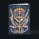 Happy Hanukkah Botanical Menorah Waterverf Feestdagen Kaart<br><div class="desc">Zoete tekening om iemand gelukkig te wensen hanukkah! Klik op "bewerken met ontwerpgereedschap" om uw eigen tekst toe te voegen. Ook beschikbaar als briefkaart, platte kaart of digitale download om direct te verzenden via e-mail of sms. Check mijn shop voor meer of laat me weten of je iets op maat...</div>
