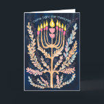 Happy Hanukkah Botanical Menorah Waterverf Feestdagen Kaart<br><div class="desc">Zoete tekening om iemand gelukkig te wensen hanukkah! Klik op "bewerken met ontwerpgereedschap" om uw eigen tekst toe te voegen. Ook beschikbaar als briefkaart, platte kaart of digitale download om direct te verzenden via e-mail of sms. Check mijn shop voor meer of laat me weten of je iets op maat...</div>