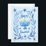 Happy Hanukkah Botanical Menorah Waterverf Feestdagenkaart<br><div class="desc">Zoete tekening om iemand gelukkig te wensen hanukkah! Klik op "bewerken met ontwerpgereedschap" om uw eigen tekst toe te voegen. Ook beschikbaar als wenskaart of digitale download om direct te verzenden via e-mail of sms. Check mijn shop voor meer of laat me weten of je iets op maat wilt! Ik...</div>