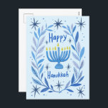 Happy Hanukkah Botanical Menorah Waterverf Feestdagenkaart<br><div class="desc">Zoete tekening om iemand gelukkig te wensen hanukkah! Klik op "bewerken met ontwerpgereedschap" om uw eigen tekst toe te voegen. Ook beschikbaar als wenskaart of digitale download om direct te verzenden via e-mail of sms. Check mijn shop voor meer of laat me weten of je iets op maat wilt! Ik...</div>