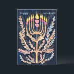 Happy Hanukkah Botanical Menorah Waterverf Feestdagenkaart<br><div class="desc">Zoete tekening om iemand gelukkig te wensen hanukkah! Klik op "bewerken met ontwerpgereedschap" om uw eigen tekst toe te voegen. Ook beschikbaar als briefkaart of digitale download om direct te verzenden via e-mail of sms. Check mijn shop voor meer of laat me weten of je iets op maat wilt! Ik...</div>
