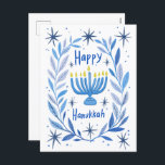 Happy Hanukkah Botanical Menorah Waterverf Feestdagenkaart<br><div class="desc">Zoete tekening om iemand gelukkig te wensen hanukkah! Klik op "bewerken met ontwerpgereedschap" om uw eigen tekst toe te voegen. Ook beschikbaar als wenskaart of digitale download om direct te verzenden via e-mail of sms. Check mijn shop voor meer of laat me weten of je iets op maat wilt! Ik...</div>
