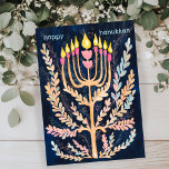 Happy Hanukkah Botanical Menorah Waterverf Feestdagenkaart<br><div class="desc">Zoete tekening om iemand gelukkig te wensen hanukkah! Klik op "bewerken met ontwerpgereedschap" om uw eigen tekst toe te voegen. Ook beschikbaar als briefkaart of digitale download om direct te verzenden via e-mail of sms. Check mijn shop voor meer of laat me weten of je iets op maat wilt! Ik...</div>