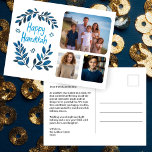 Happy Hanukkah Botanische Waterverf CUSTOM 3 Foto Feestdagenkaart<br><div class="desc">Zoete tekening om iemand gelukkig te wensen hanukkah! Klik op "personaliseren" om uw eigen foto's toe te voegen aan de voorkant en tekst aan de achterkant. Ook beschikbaar als wenskaart of digitale download om direct te verzenden via e-mail of sms. Check mijn shop voor meer of laat me weten of...</div>