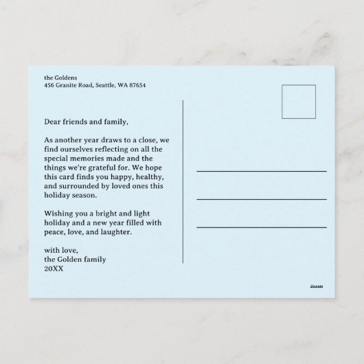 Happy Hanukkah Botanische Waterverf CUSTOM 3 Foto Feestdagenkaart (Achterkant)