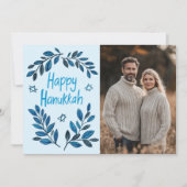 Happy Hanukkah Botanische Waterverf CUSTOM FOTO Kaart (Voorkant)