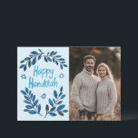 Happy Hanukkah Botanische Waterverf CUSTOM FOTO Kaart<br><div class="desc">Zoete tekening om iemand gelukkig te wensen hanukkah! Klik op "Bewerken met ontwerpgereedschap" om uw eigen foto en tekst toe te voegen. Ook beschikbaar als briefkaart, wenskaart, fotokaarten of digitale download om direct te verzenden via e-mail of sms. Check mijn shop voor meer of laat me weten of je iets...</div>