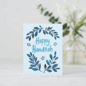 Happy Hanukkah Botanische Waterverf Feestdagenkaart (Staand voorkant)