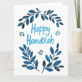 Happy Hanukkah Botanische Waterverf Kaart (Voorkant)