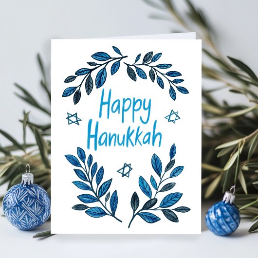 Happy Hanukkah Botanische Waterverf Kaart
