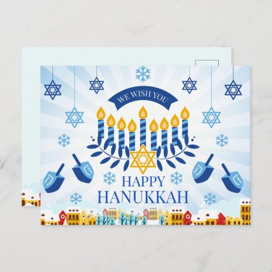 Happy Hanukkah Briefkaart (Voorkant / Achterkant)