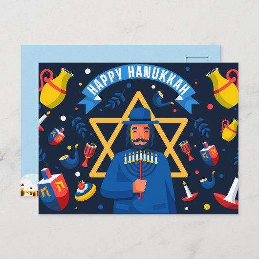 Happy Hanukkah Briefkaart (Voorkant / Achterkant)