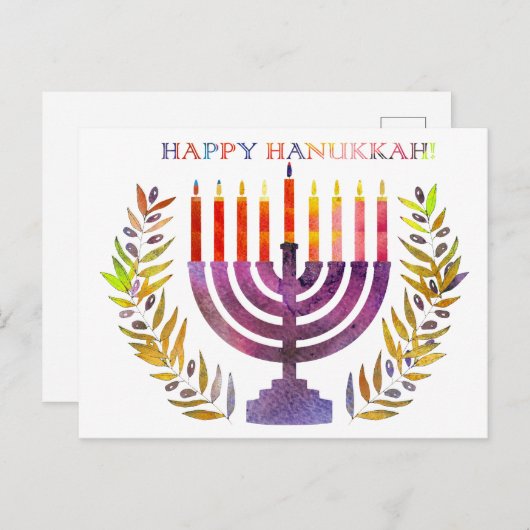 Happy Hanukkah Briefkaart (Voorkant / Achterkant)