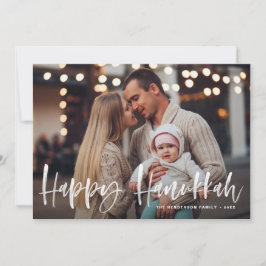 Happy Hanukkah Brush Lettering Foto Feestdagenkaart