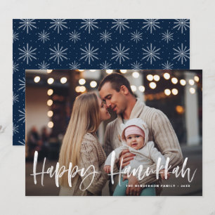 Happy Hanukkah Brush Lettering Foto Feestdagenkaart