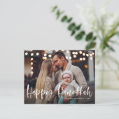 Happy Hanukkah Brush Lettering Overlay Foto Feestdagenkaart (Staand voorkant)
