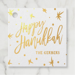 Happy Hanukkah Brush Script Custom Name Bedankjes Labels