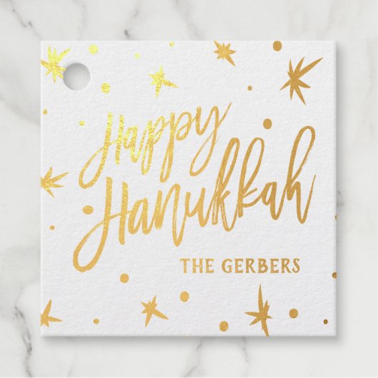 Happy Hanukkah Brush Script Custom Name Bedankjes Labels (Voorkant)