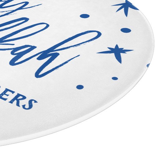 Happy Hanukkah Brush Script Custom Name Snijplank (Hoek)