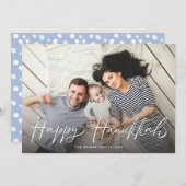 Happy Hanukkah Brush Script Modern foto Feestdagenkaart (Voorkant / Achterkant)