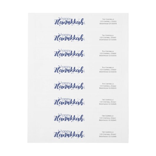 Happy Hanukkah Bubbles Wraparound Adres Etiket (Vel)