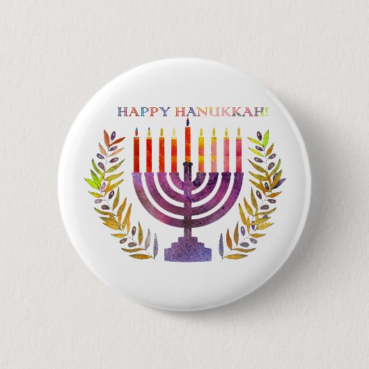 Happy Hanukkah-Button Ronde Button 5,7 Cm (Voorkant)