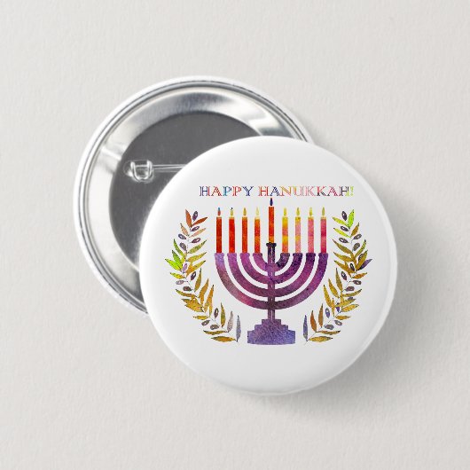 Happy Hanukkah-Button Ronde Button 5,7 Cm (Voorkant /achterkant)