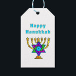 Happy Hanukkah Cadeaulabel<br><div class="desc">Persoonlijke cadeautjes die "Happy Hanukkah" zeggen,  hebben de joodse ster en kaarsen die elke speciale nacht aan het licht kunnen komen. prettige feestdagen en een geweldig nieuwjaar!</div>