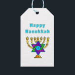 Happy Hanukkah Cadeaulabel<br><div class="desc">Persoonlijke cadeautjes die "Happy Hanukkah" zeggen,  hebben de joodse ster en kaarsen die elke speciale nacht aan het licht kunnen komen. prettige feestdagen en een geweldig nieuwjaar!</div>