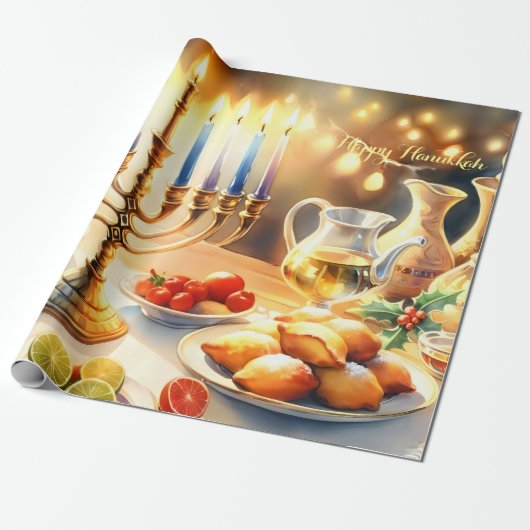 Happy Hanukkah Cadeaupapier (Uitgerold)