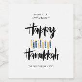 Happy Hanukkah Candle Feestdagen Wijn Etiket (Enkel label)