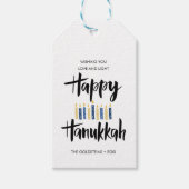 Happy Hanukkah Candles aangepaste feestdagen Cadeaulabel (Voorkant)