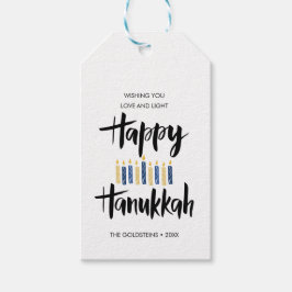 Happy Hanukkah Candles aangepaste feestdagen Cadeaulabel