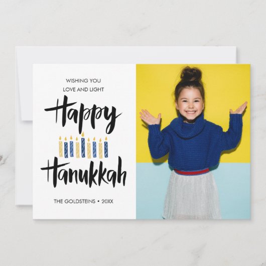 Happy Hanukkah Candles | Feestdagen verticale foto Kaart (Voorkant)