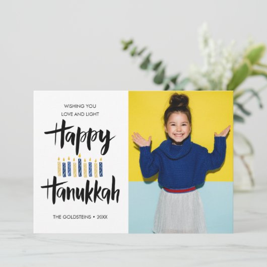 Happy Hanukkah Candles | Feestdagen verticale foto Kaart (Staand voorkant)