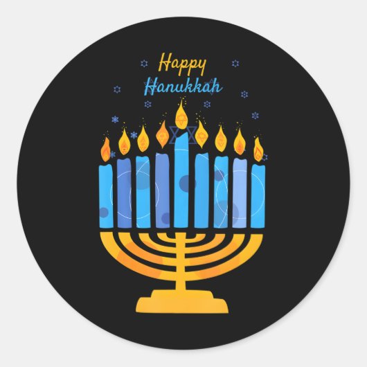 Happy Hanukkah Candles Menorah Jewish Hanukkah Ronde Sticker (Voorkant)