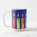 Happy Hanukkah Candles Mok<br><div class="desc">Happy Chanoeka Candles Mok. Helder, levendig verlicht, menorah kaarsen mok, net op tijd voor uw Chanoeka / Chanoeka cadeau geven. Altijd leuk om het te vullen met een aantal favoriete dreidels, snoep, gelt of?, gewikkeld in cellofaan en een lief klein lintje! Geniet en Gelukkig Chanoeka/Chanoeka! Bedankt voor het stoppen en...</div>