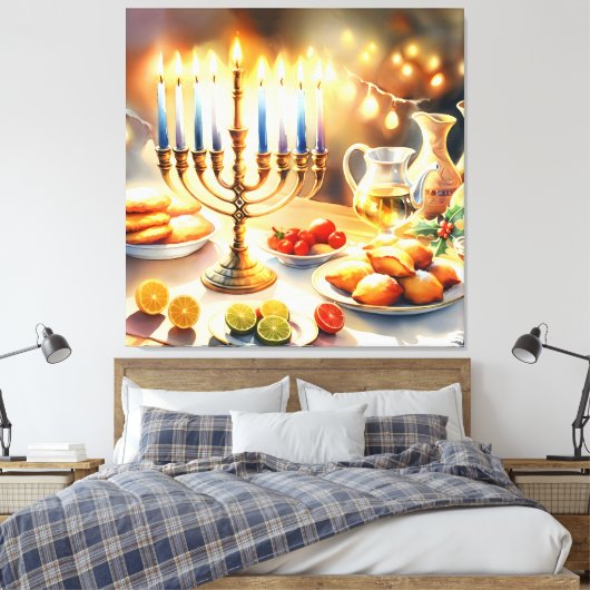 Happy Hanukkah Canvas Afdruk (Insitu (Slaapkamer))